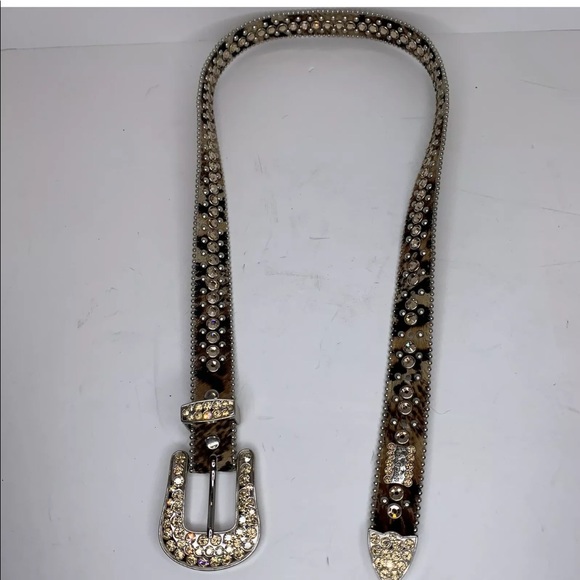BB SIMON Champagne SWAROVSKI CRYSTAL PONY BELT - Picture 4 of 10